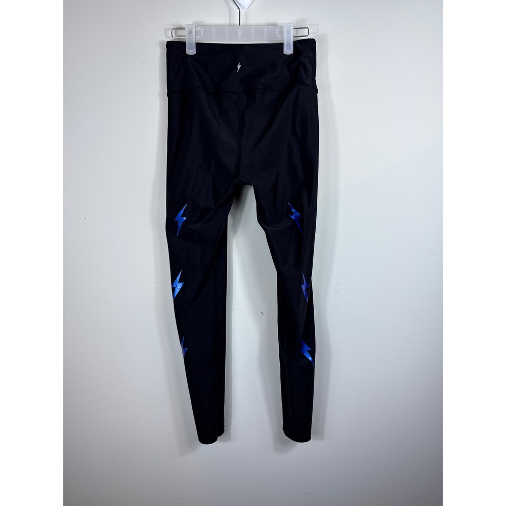 Electric Yoga Leggings Black Blue Lightning Bolt Athleisure Women Size Small - Picture 4 of 7